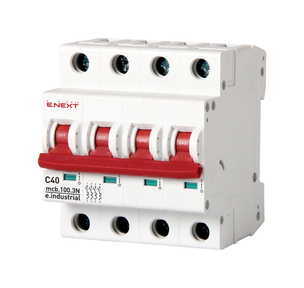 Modułowy wyłącznik automatyczny e.industrial.mcb.100.3N.C40, 3р+N, 40А, C, 10кА