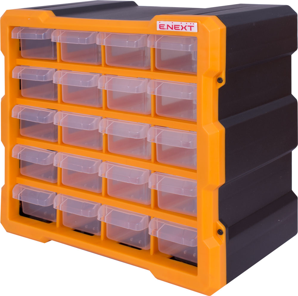 Plastikowy organizer, e.toolbox.pro.18, 20-sekcyjny 267x157x262mm