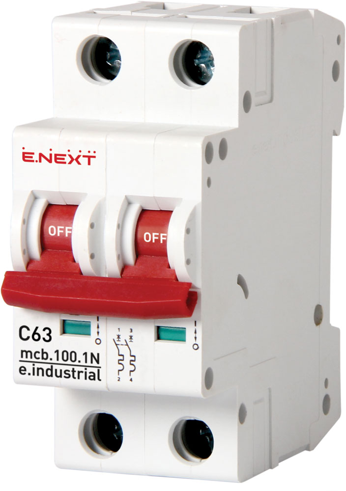 Modułowy wyłącznik automatyczny e.industrial.mcb.100.1N.C63, 1р+N, 63А, C, 10кА