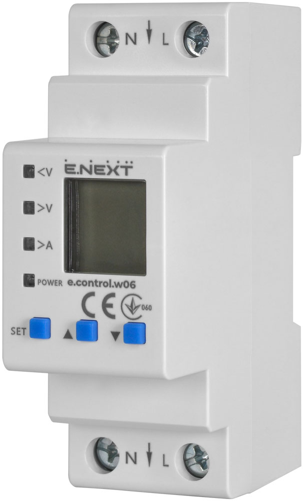 Elektroniczny licznik jednofazowy e.control.w06  z funkcją ochrony i kontroli napięcia i prądu