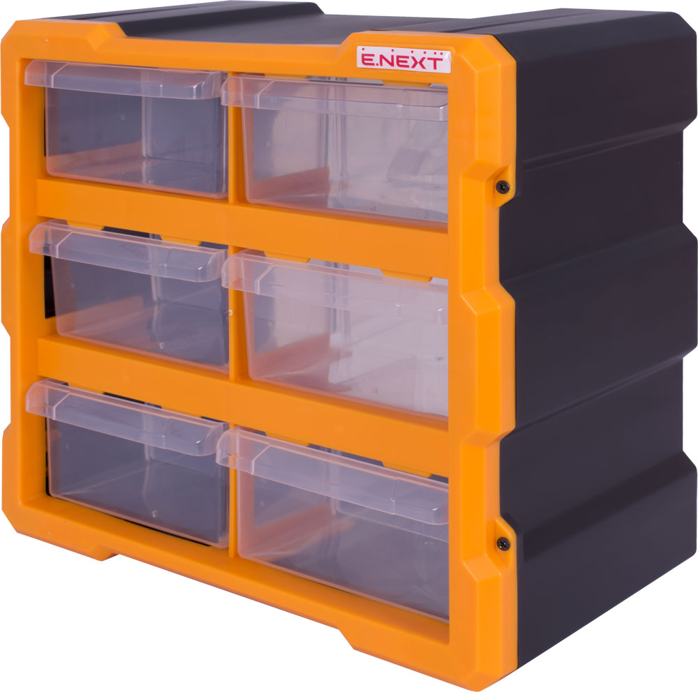 Plastikowy organizer e.toolbox.pro.20, 6-segmentowy 267x157x262mm