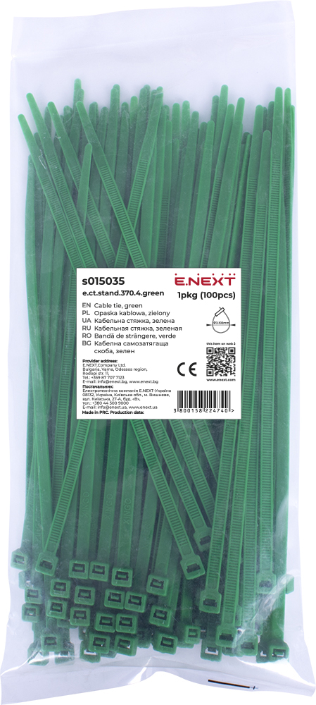 Opaska kablowa e.ct.stand.370.4.green (100szt.), zielona