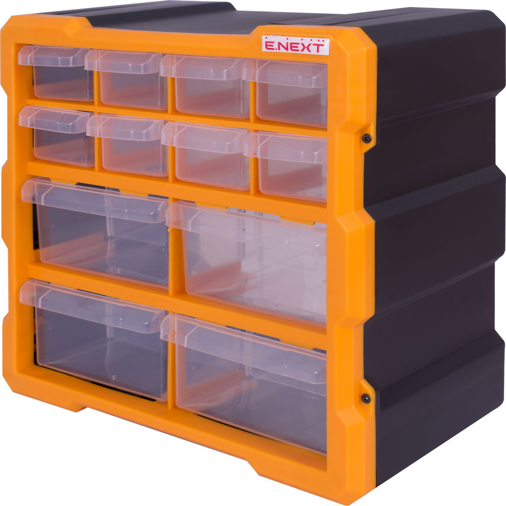 Plastikowy organizer, e.toolbox.pro.19, 12-segmentowy 267x157x262mm